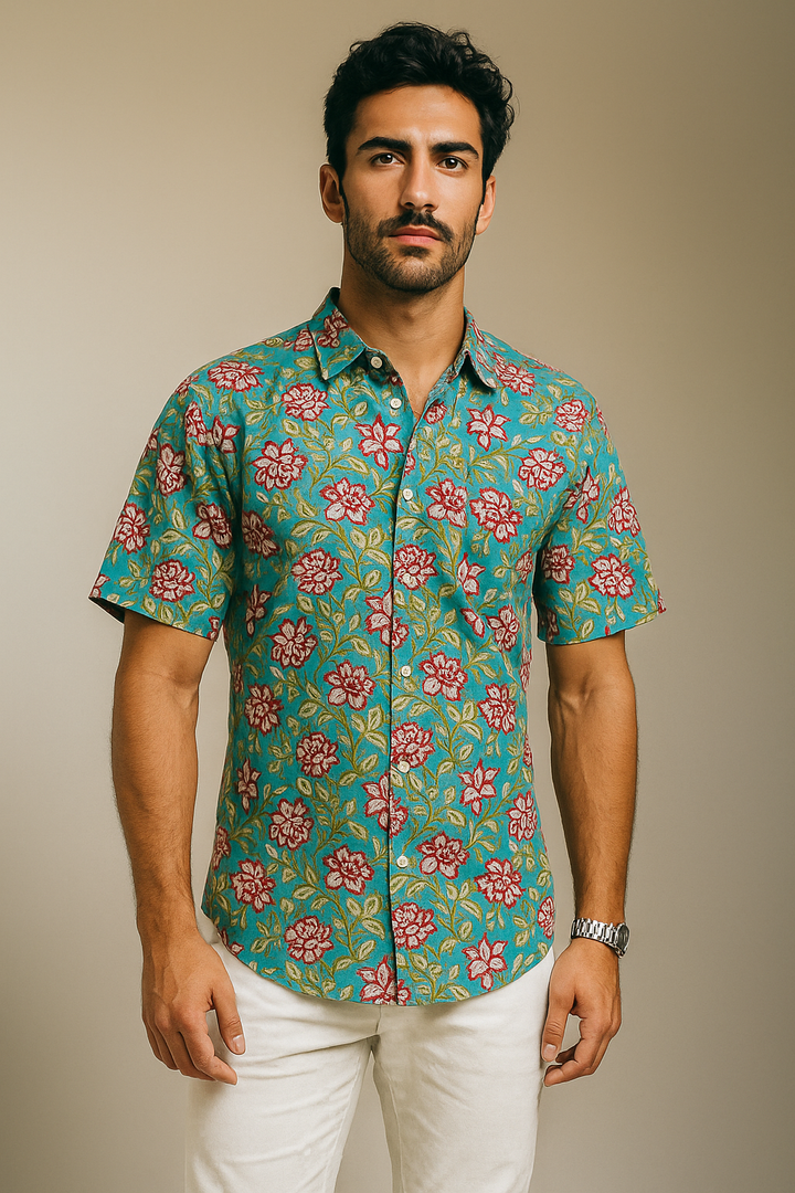 Hand Block Printed Bushirts  No.17