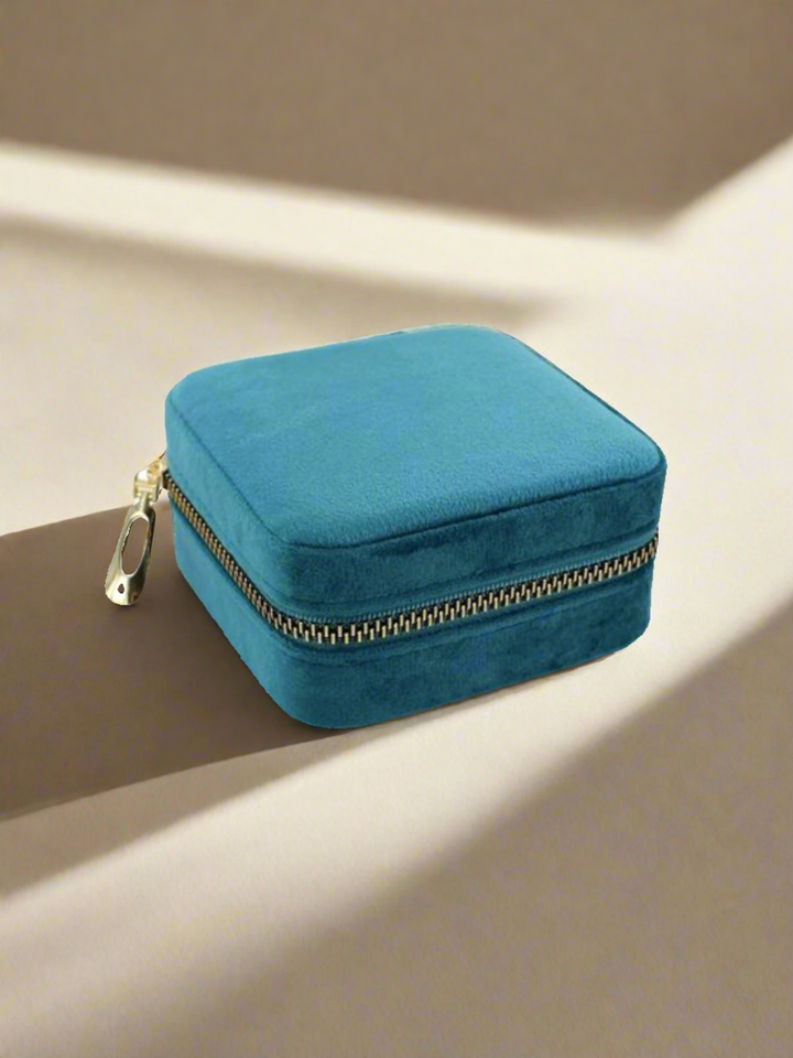 Velvet Jewellery Box - Aquamarine