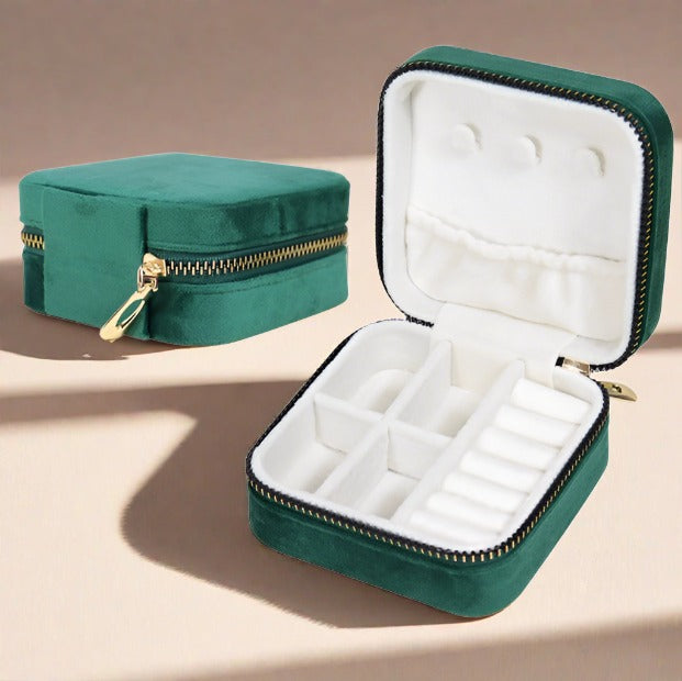 Velvet Jewellery Box - Green