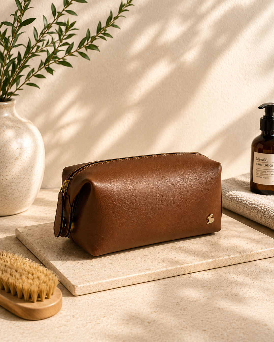 Personalised Travel Pouch - Tan Brown