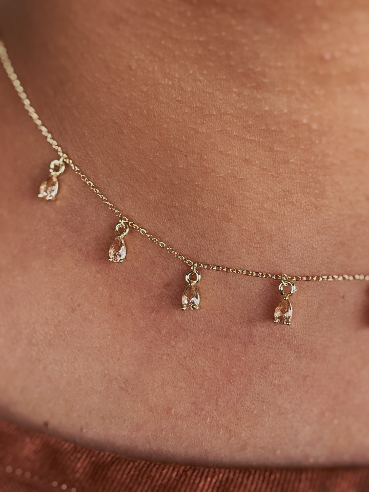 Rain Drop Necklace - Champagne