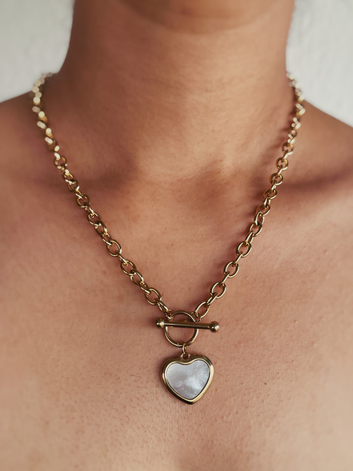 Mother Of Pearl Heart Necklace