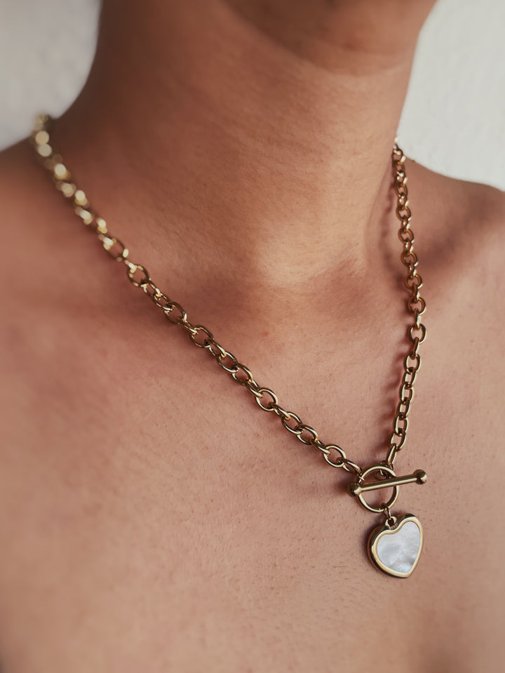 Mother Of Pearl Heart Necklace