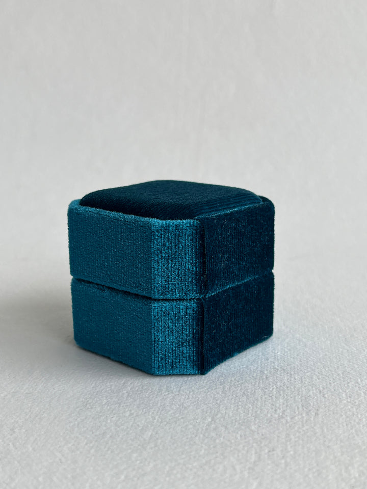 Velvet Ring Box - Peacock Blue