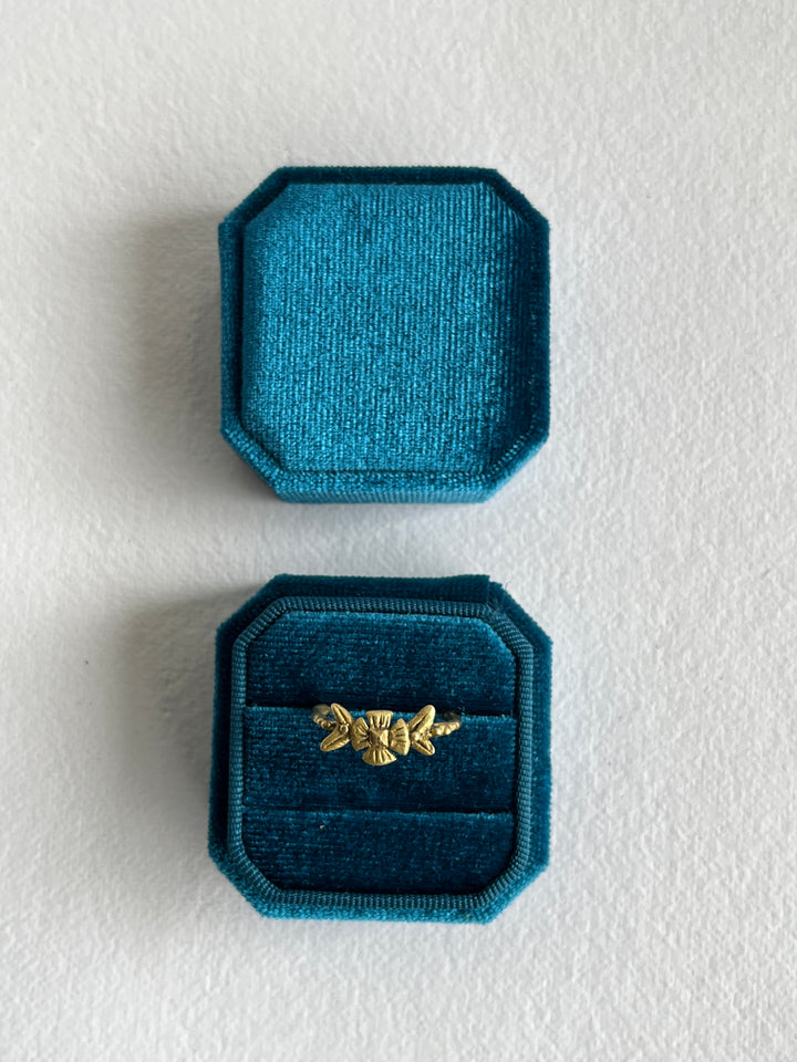 Velvet Ring Box - Peacock Blue