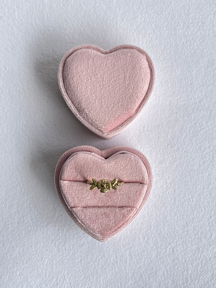 Velvet Ring Box - Pink Heart