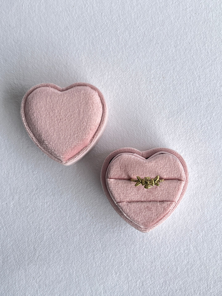 Velvet Ring Box - Pink Heart