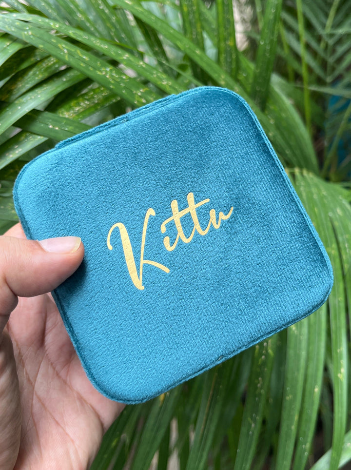 Velvet Jewellery Box - Aquamarine