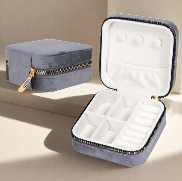 Velvet Jewellery Box - Grey