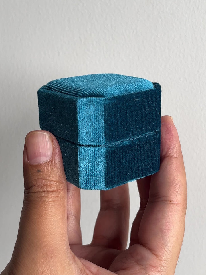 Velvet Ring Box - Peacock Blue