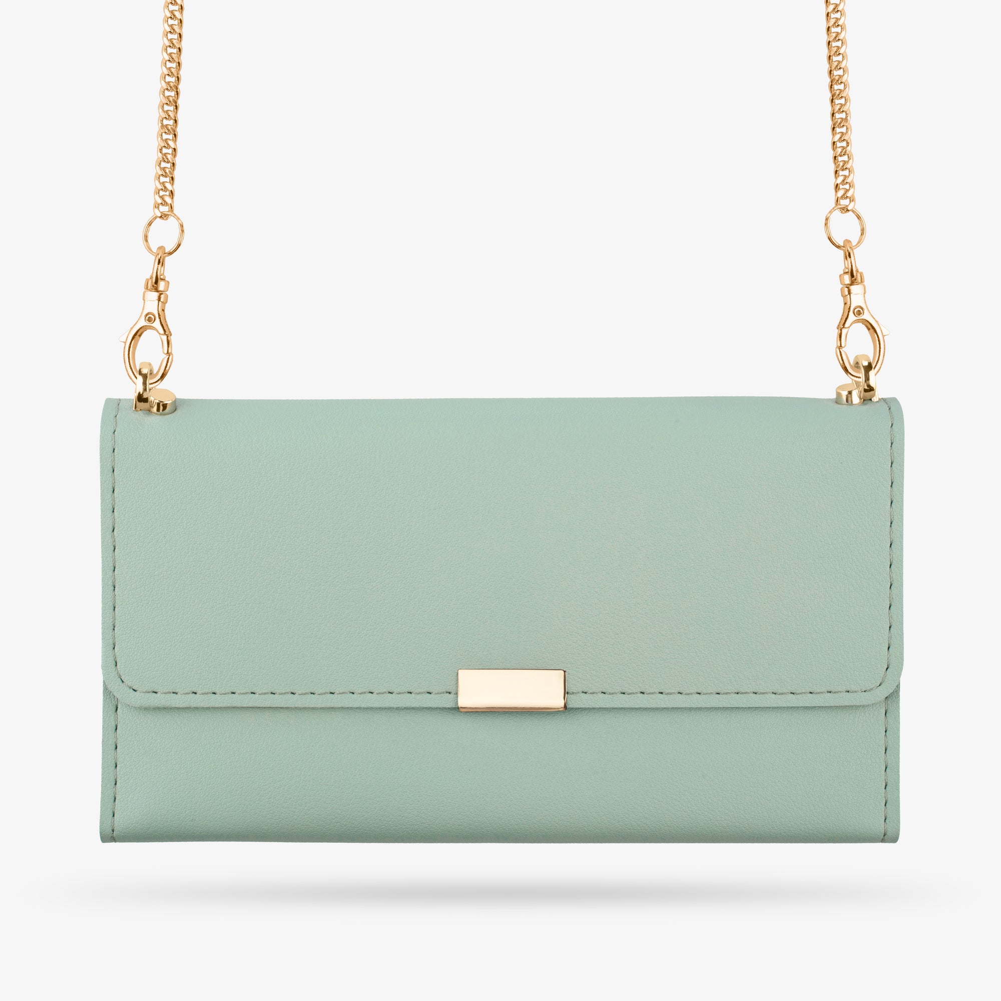 URBAN FOREST Ruby Leather Sling Wallet For Women – Mint Green, Crossbody Mobile Pouch With Card Slots