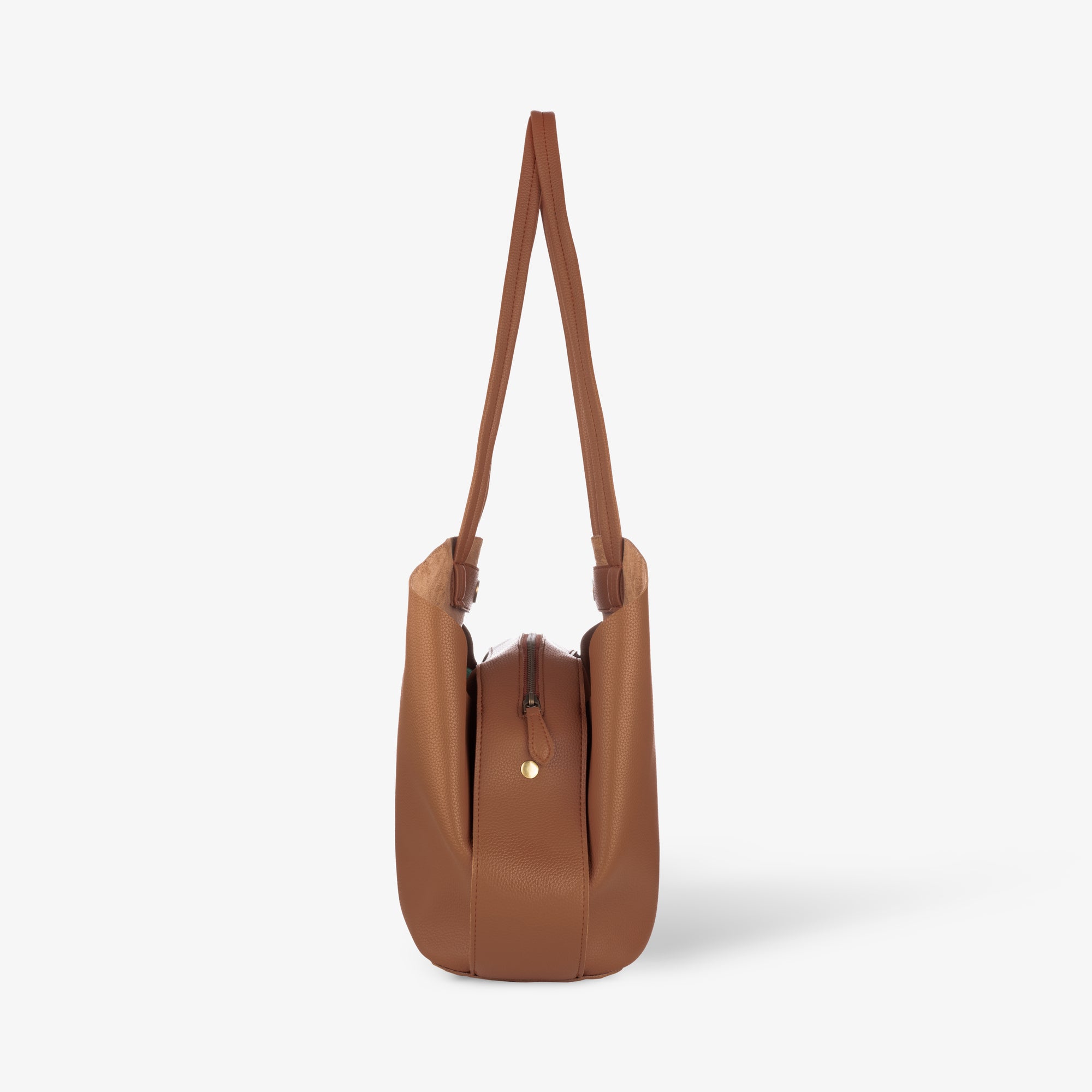 tan tote bag with zipper