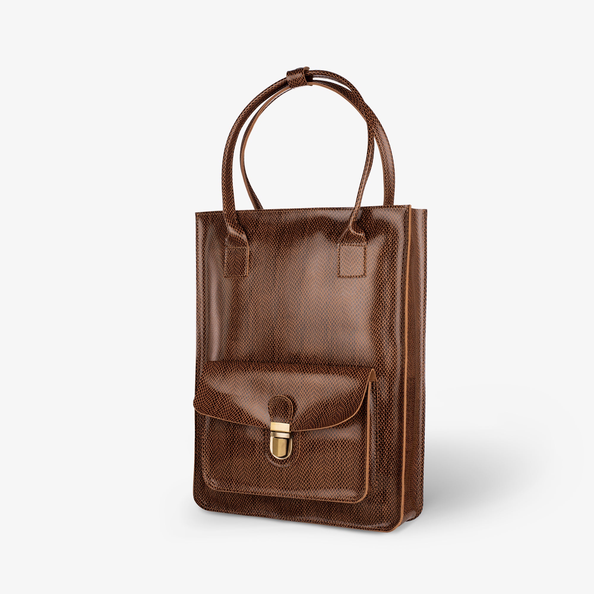 brown tote bag with zipper